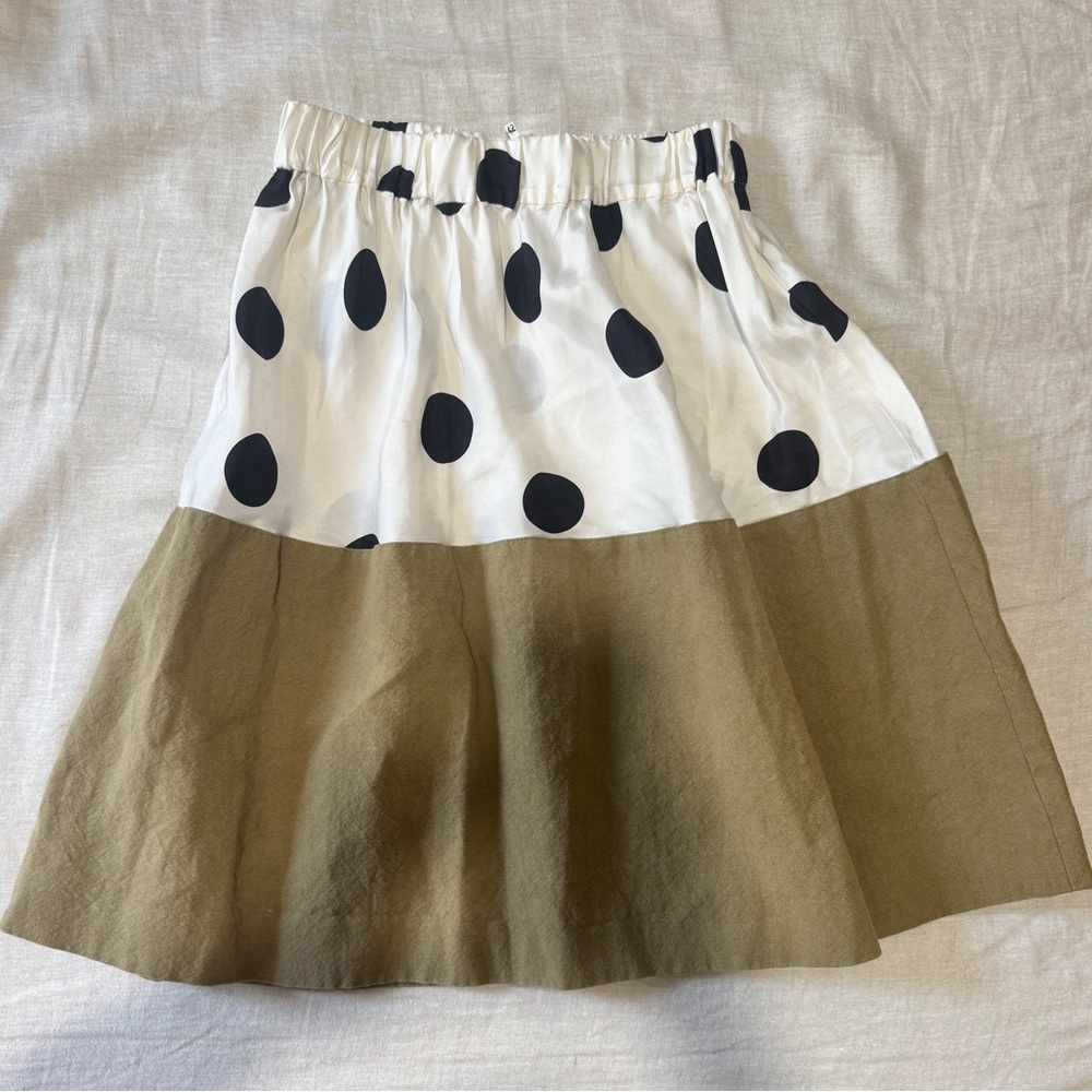 Margiela Polka Dot and Olive Color Block Skirt